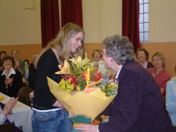 Flowers for Mrs Poyntz at the special parish lucnch.